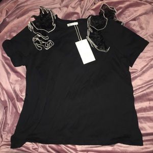 Zara top ruffle sleeve